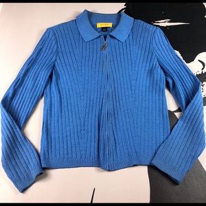 St John Womens Blue Knit Sweater Jacket